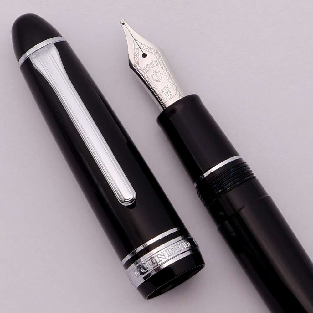 Sailor 1911L Fountain Pen - Black, Rhodium Trim, Zoom 21k Nib